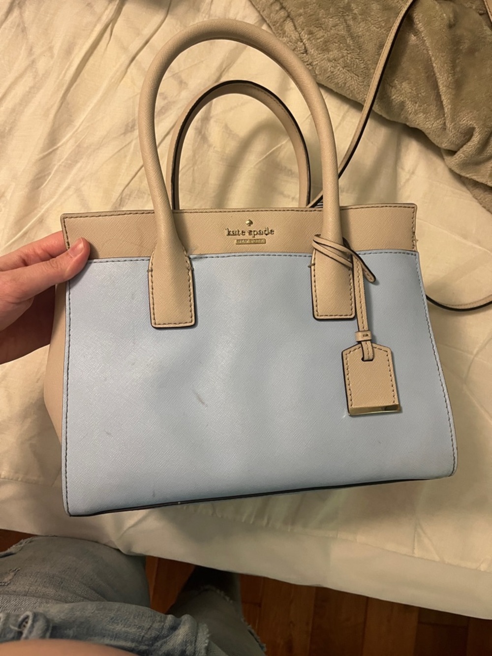 kate spade Pale Blue and Beige Leather Satchel